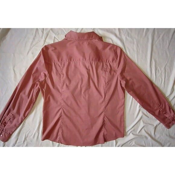 5/$25 EUC Sz 16 Long Sleeve Button Up Dusty Rose Cotton Stretch - Picture 4 of 4